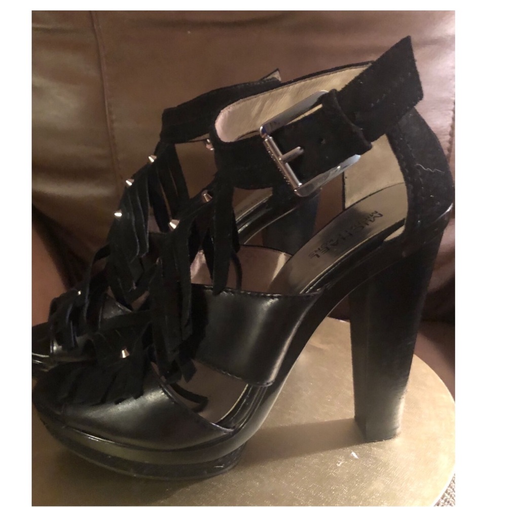Michael Kors Suede Fringe Studded Platform Sandal